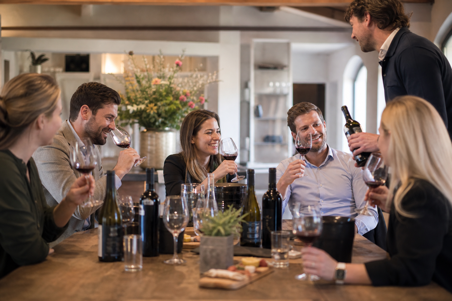 Une dégustation de vins en entreprise comme sortie d'équipe